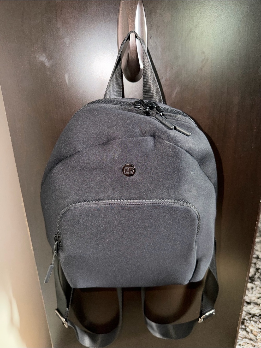 Black Mini Backpack with Subtle Iris & Rainbow Logo